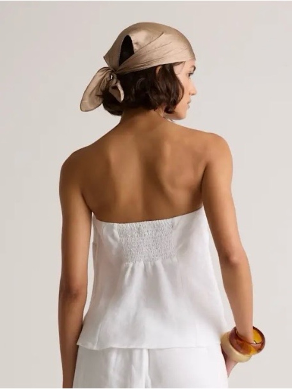 Quince White Strapless Linen Top - Picture 2 of 6